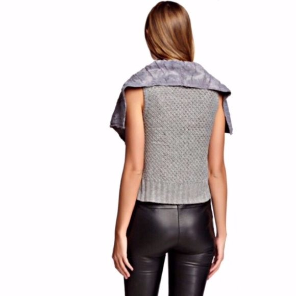 Ella Moss Faux Shearling Vest Platinum Gray Size M - Picture 8 of 8